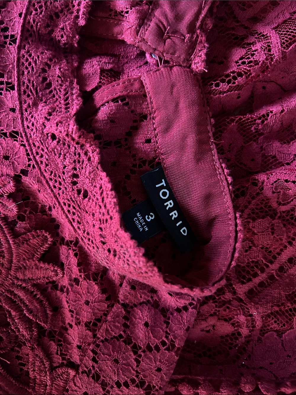 torrid Rhubarb Red Lace Mock-Neck Blouse - Picture 4 of 5